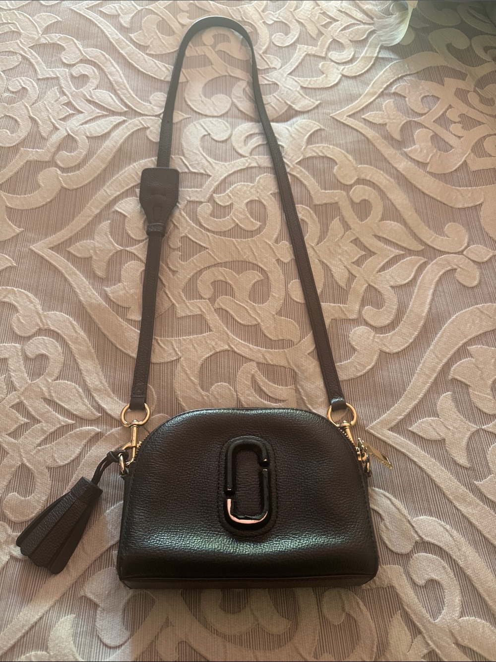 Marc Jacobs Black Pebbled Leather Crossbody with Gold-Tone Accents